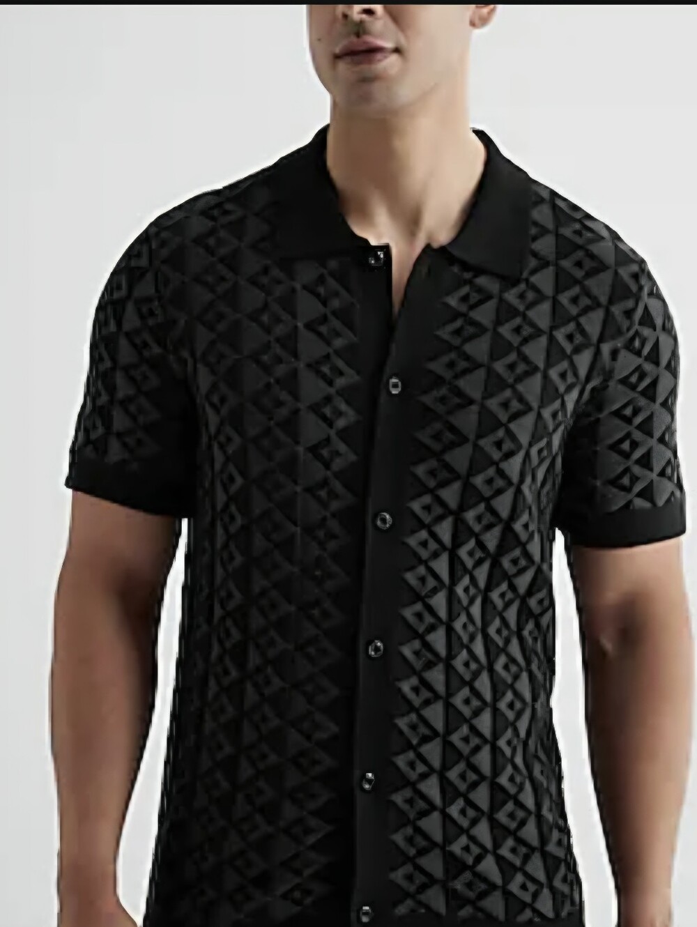 Express Mens DIAMOND GEO COTTON SWEATER POLO Size Large Tall